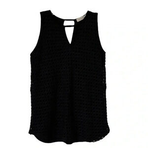 Trouble at the Mill Women's Black Sleeveless V-Neck Tunic Blouse size Sm…